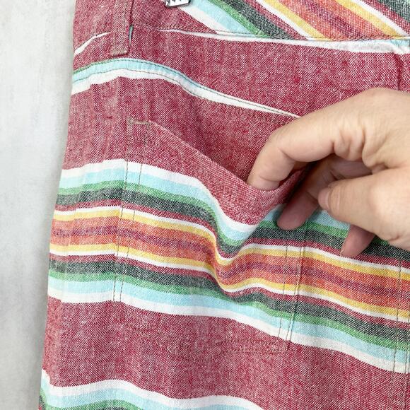 Old Navy Striped Linen Blend Skirt‎ Womens Size 12 Red Multicolor Coastal Resort - Picture 4 of 12
